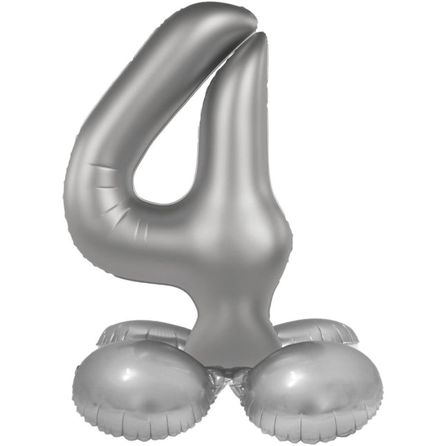 4 Jaar Cijfer Ballon Zilver 41cm van Folat koop je bij Partywinkel