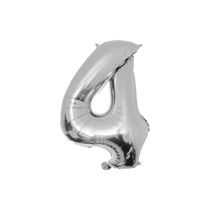 4 Jaar Cijfer Ballon Zilver Leeg 86cm van Paper Dreams koop je bij Partywinkel