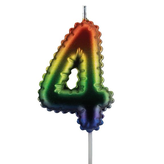 4 Jaar Kaars Regenboog 7cm van VDV Benefit koop je bij Partywinkel