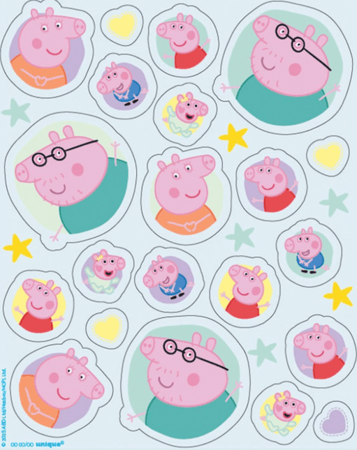 4 PEPPA PIG STICKER SHEETS van Unique koop je bij Partywinkel