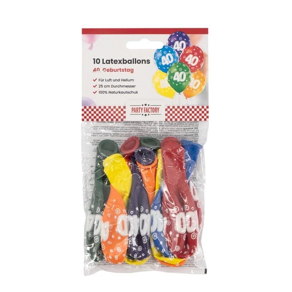40 Jaar Ballonnen Gekleurd 30cm 10st van VDV Benefit koop je bij Partywinkel
