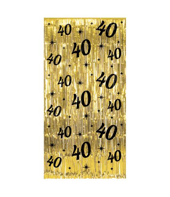 40 Jaar Deurgordijn Goud Zwart van Paper Dreams koop je bij Partywinkel