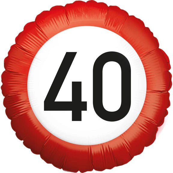 40 Jaar Helium Ballon Verkeersbord Leeg 45cm van VDV Benefit koop je bij Partywinkel