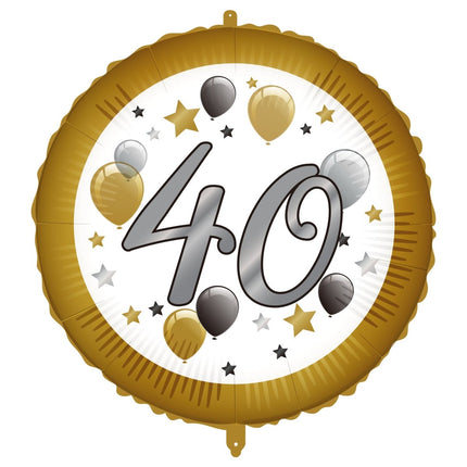 40 Jaar Helium Ballon Wit Goud Leeg 46cm van Procos koop je bij Partywinkel