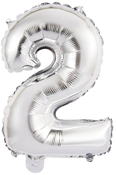 Folieballon – Mini Cijfer 2 – Zilver – 34 x 24 cm