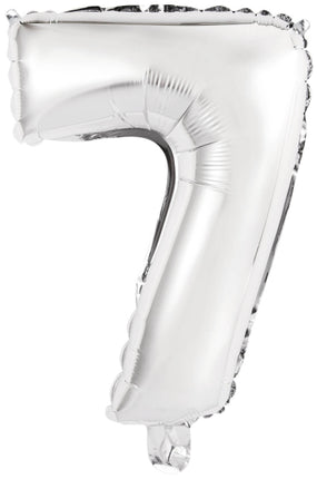 Folieballon – Mini Cijfer 7 – Zilver – 35 x 24 cm