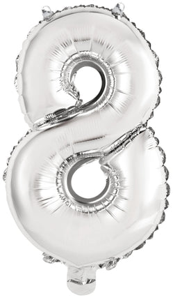 Folieballon – Mini Cijfer 8 – Zilver – 36 x 22 cm