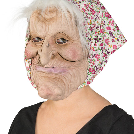 Heks Masker Met Bloemen Hoofddoek En Haar
