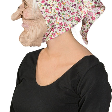 Heks Masker Met Bloemen Hoofddoek En Haar