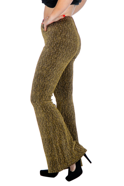 Gouden Broek Dames Flared Glitter