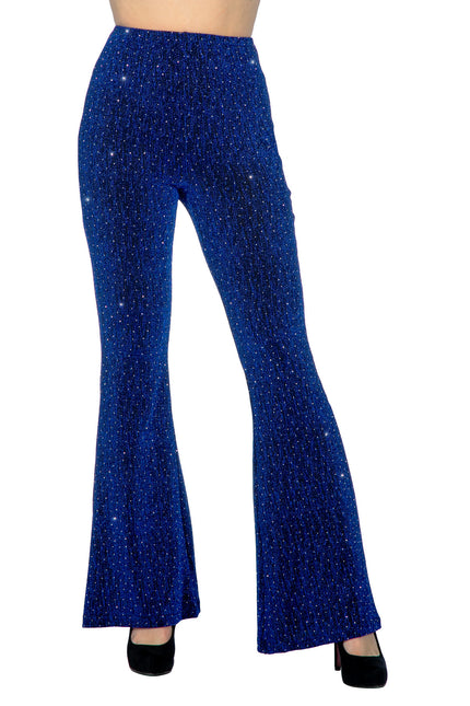 Blauwe Broek Dames Flared Glitter