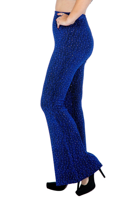 Blauwe Broek Dames Flared Glitter