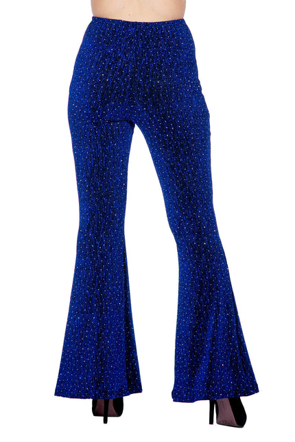 Blauwe Broek Dames Flared Glitter