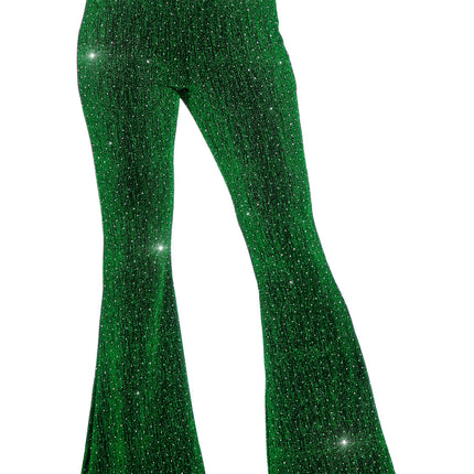 Groene Broek Dames Flared Glitter
