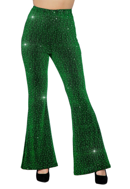 Groene Broek Dames Flared Glitter