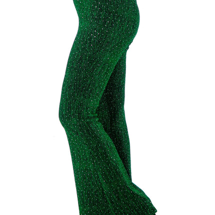 Groene Broek Dames Flared Glitter