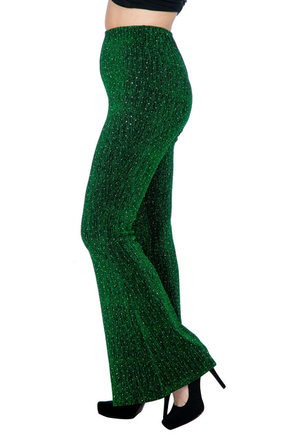 Groene Broek Dames Flared Glitter