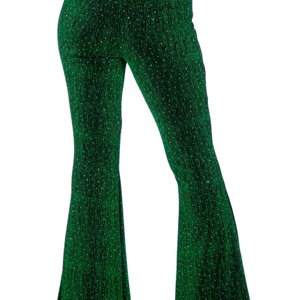Groene Broek Dames Flared Glitter