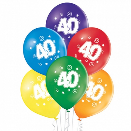 40 Jaar Ballonnen Gekleurd 30cm 10st