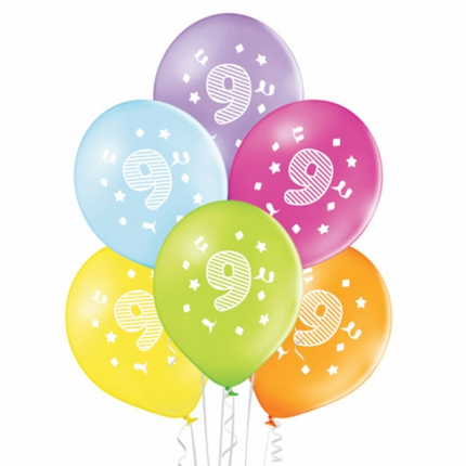 9 Jaar Ballonnen Gekleurd 30cm 10st