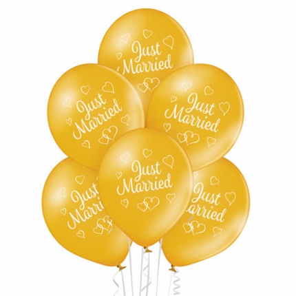 Just Married Ballonnen Goud 30cm 10st