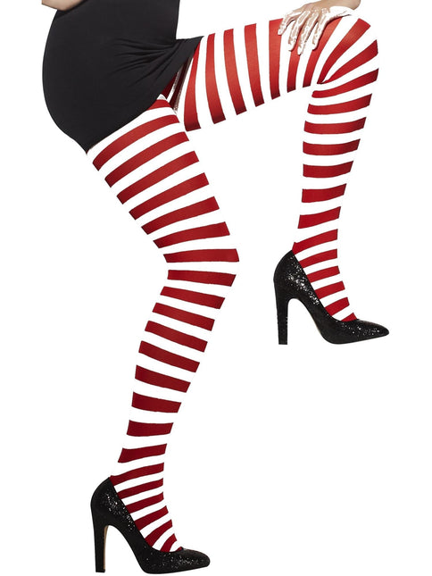 Gestreepte Panty Rood en Wit