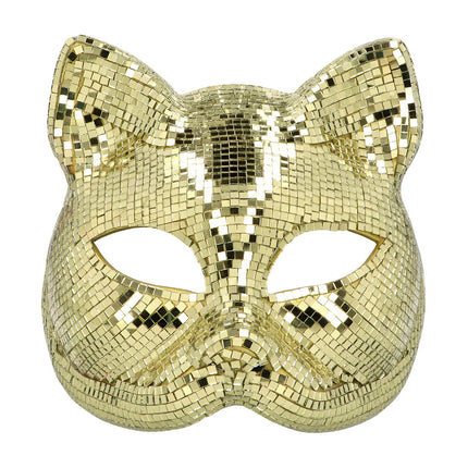 Halfmasker Disco cat goud
