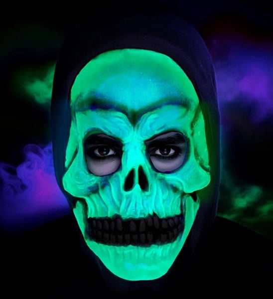 Halloween Schedelmasker met Kap Glow in the Dark