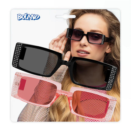 Set 2 Partybrillen Escape (zwart en roze)