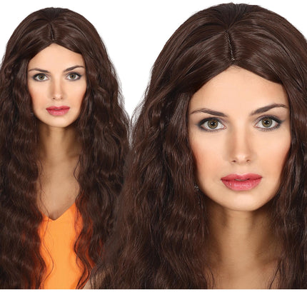 Bruine Pruik Lang Haar Golvend