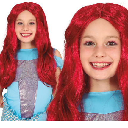 Rode Pruik Lang Haar Kind