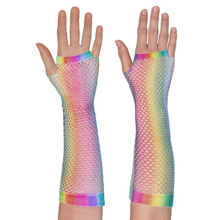 Paar handschoenen eleboog Mesh regenboog
