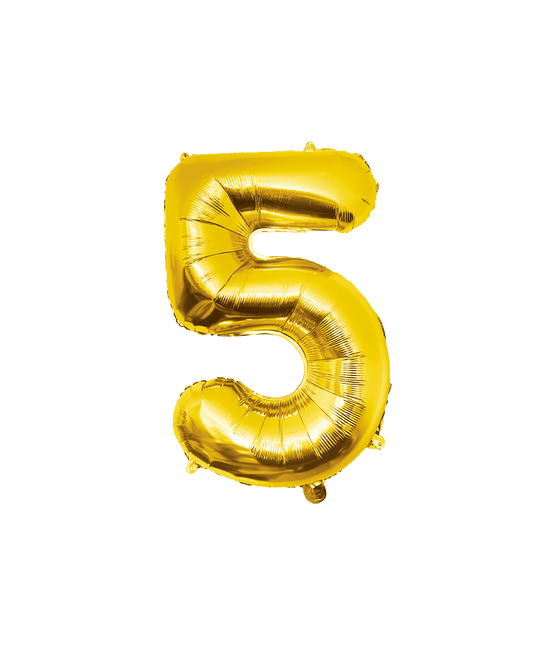 5 Jaar Cijfer Ballon Goud Leeg 86cm van Paper Dreams koop je bij Partywinkel