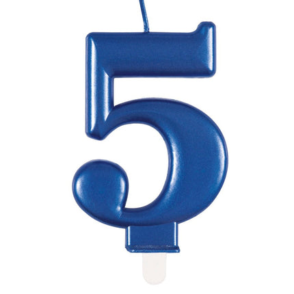 5 Jaar Kaars Blauw 12cm van Unique koop je bij Partywinkel