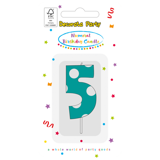 5 Jaar Kaars Lichtblauw van Procos koop je bij Partywinkel