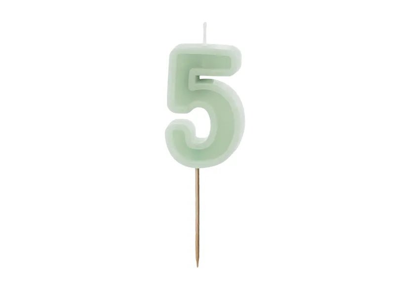 5 Jaar Kaars Mintgroen 10cm van Partydeco koop je bij Partywinkel