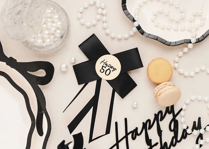 50 Jaar Button Strik 17cm van Partydeco koop je bij Partywinkel