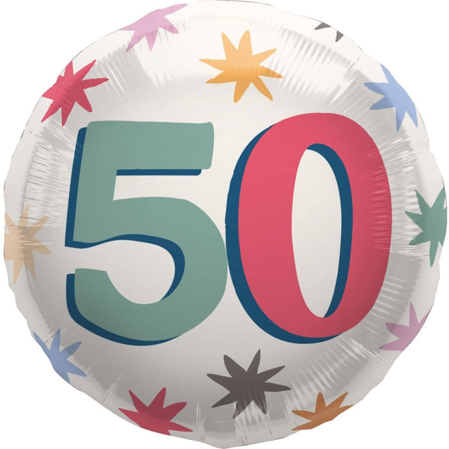 50 Jaar Helium Ballon Gekleurd Leeg 45cm van Folat koop je bij Partywinkel