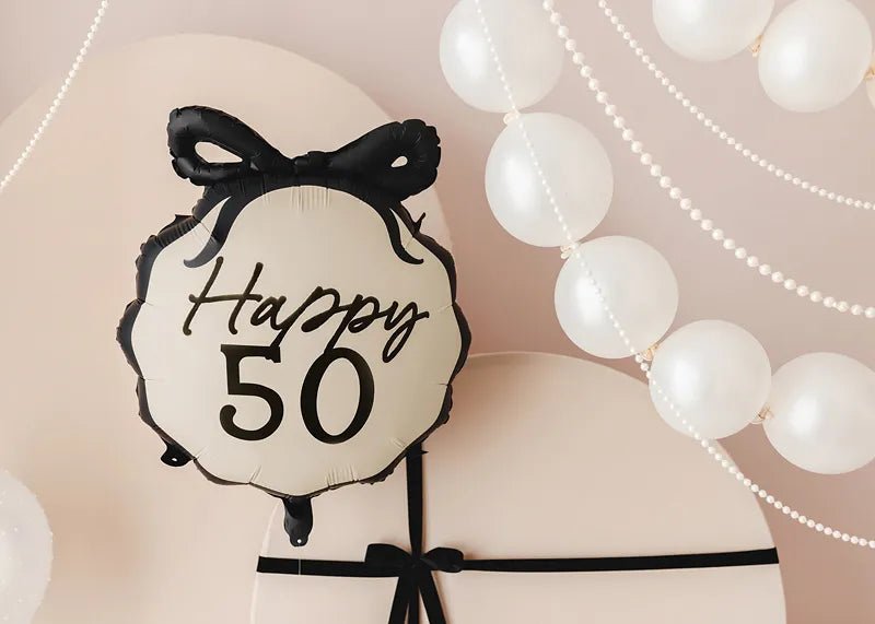 50 Jaar Helium Ballon Zwart Wit 53cm van Partydeco koop je bij Partywinkel
