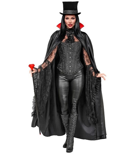 Vampier Cape Zwart Rood 1,4m