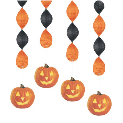 4 PUMPKIN GLOW 18" HANGNG DEC