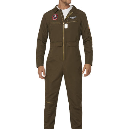 Top Gun Jumpsuit Groen Heren Piloot Maverick