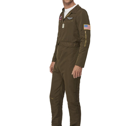 Top Gun Jumpsuit Groen Heren Piloot Maverick