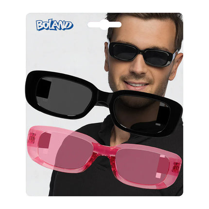 Set 2 Partybrillen Techno (zwart en roze)