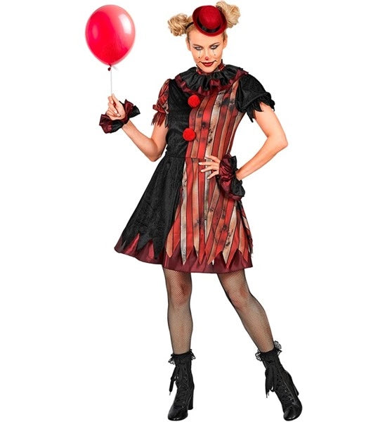 Wicked Clown Jurk Rood Zwart Dames