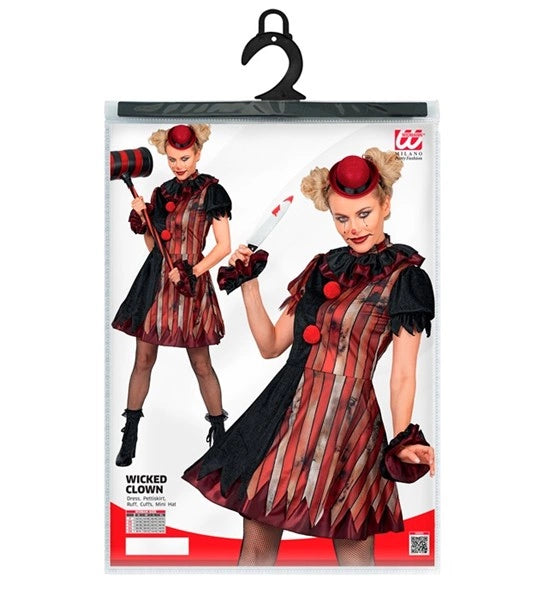 Wicked Clown Jurk Rood Zwart Dames