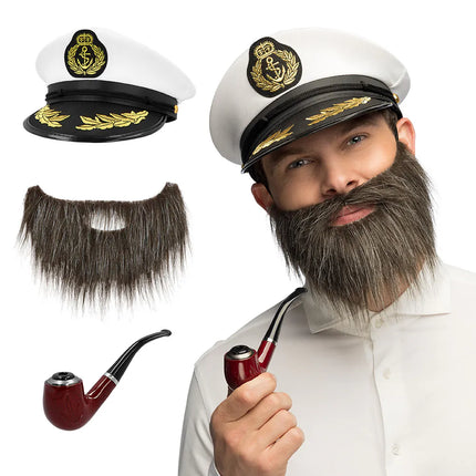 Set Sea captain (pet, baard en pijp)