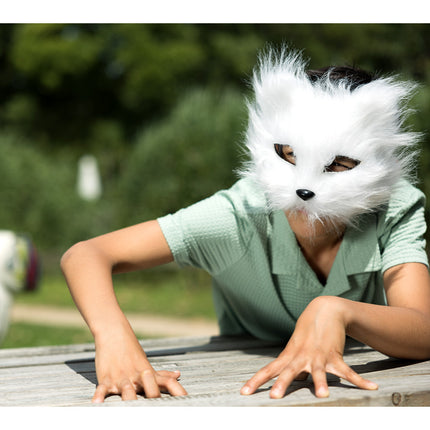 Pluchen masker Witte kat