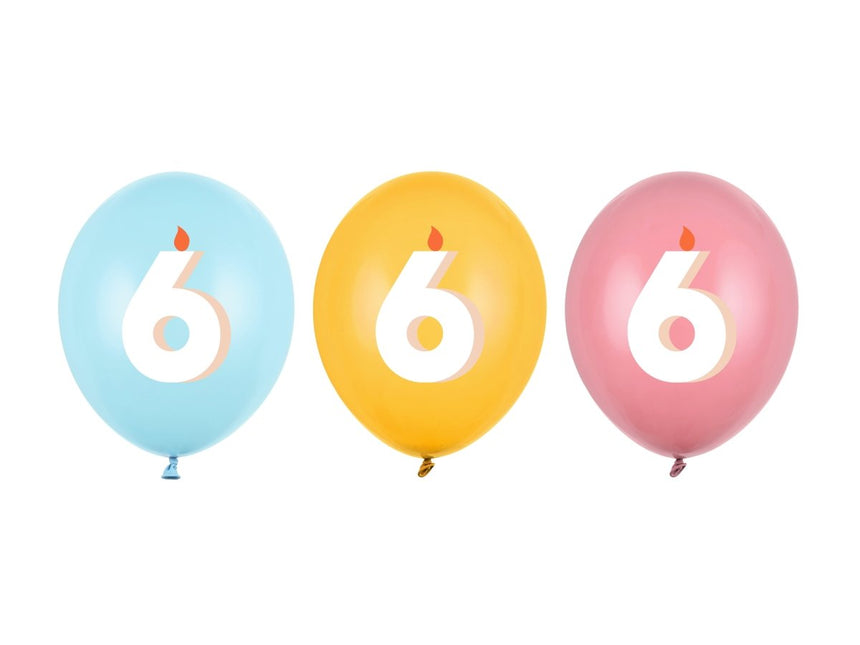 6 Jaar Ballonnen 30cm 50st van Partydeco koop je bij Partywinkel