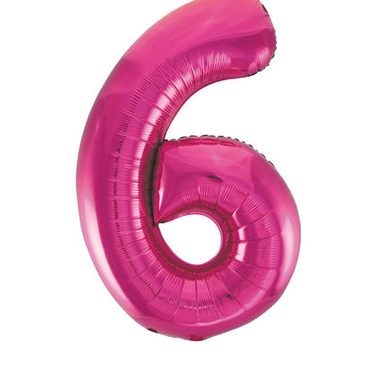 6 Jaar Cijfer Ballon Fuchsia Leeg 86cm van Unique koop je bij Partywinkel